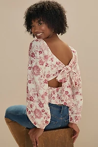 Leah Long Sleeve Bow Back Blouse