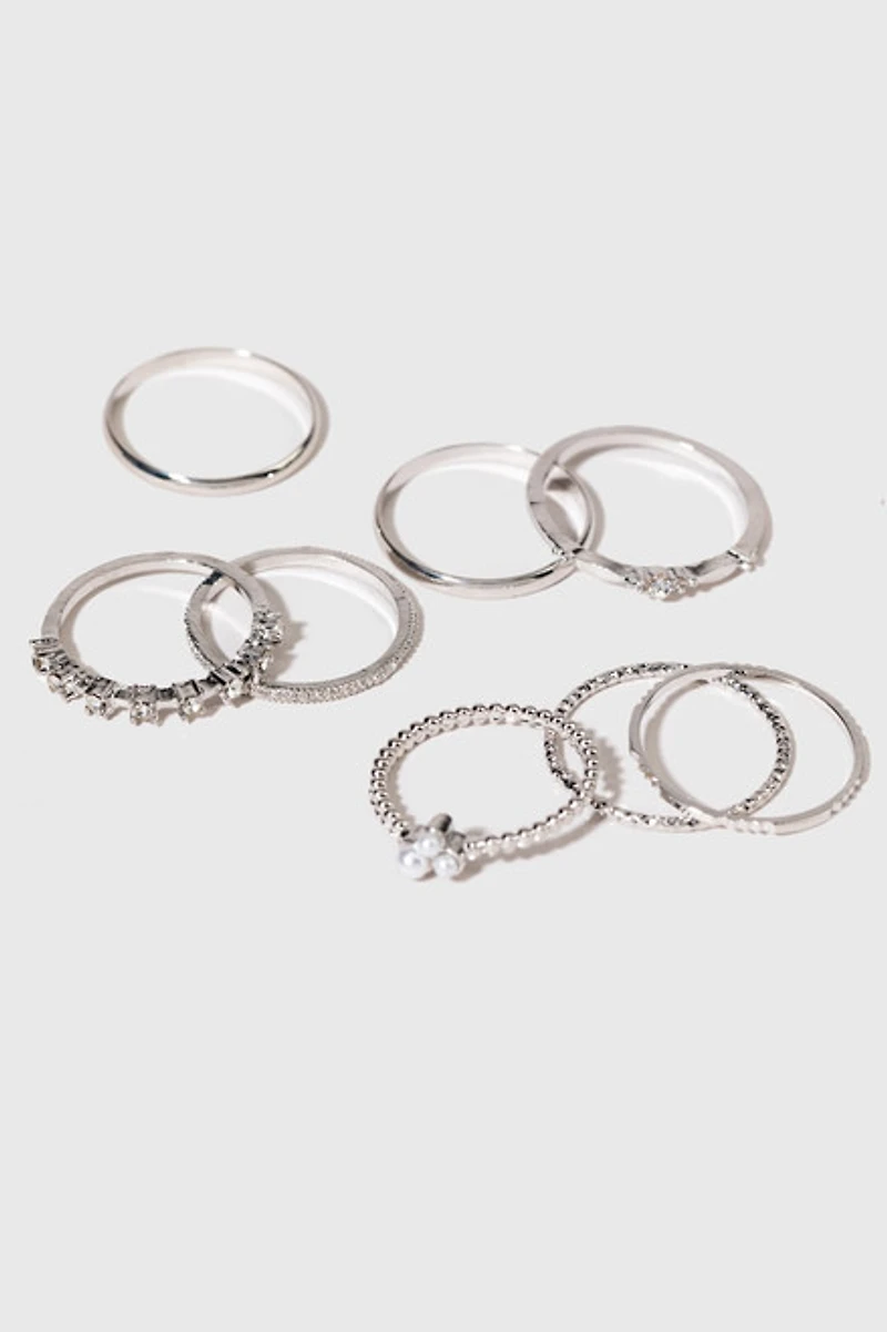 Roxy Dainty Pearl Ring Set