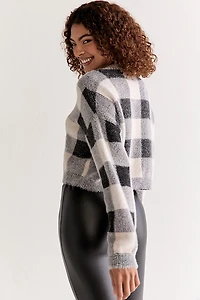 Dolores Fuzzy Check Pullover Sweater