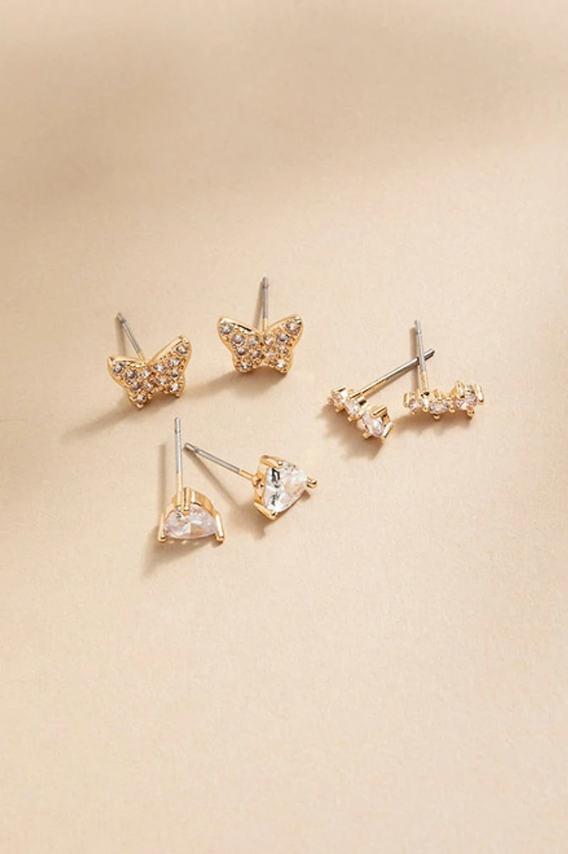 Tammie Crystal And Gold Stud Earring Set