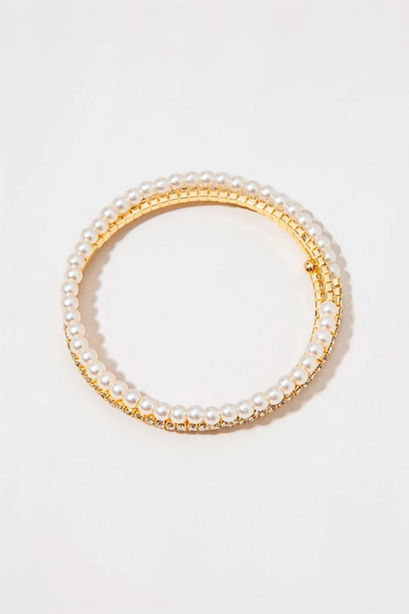 Hannah Wrapped Cupchain Pearl And Gold Bracelet