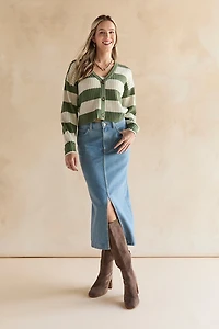 Abby Striped Button Front Cardigan