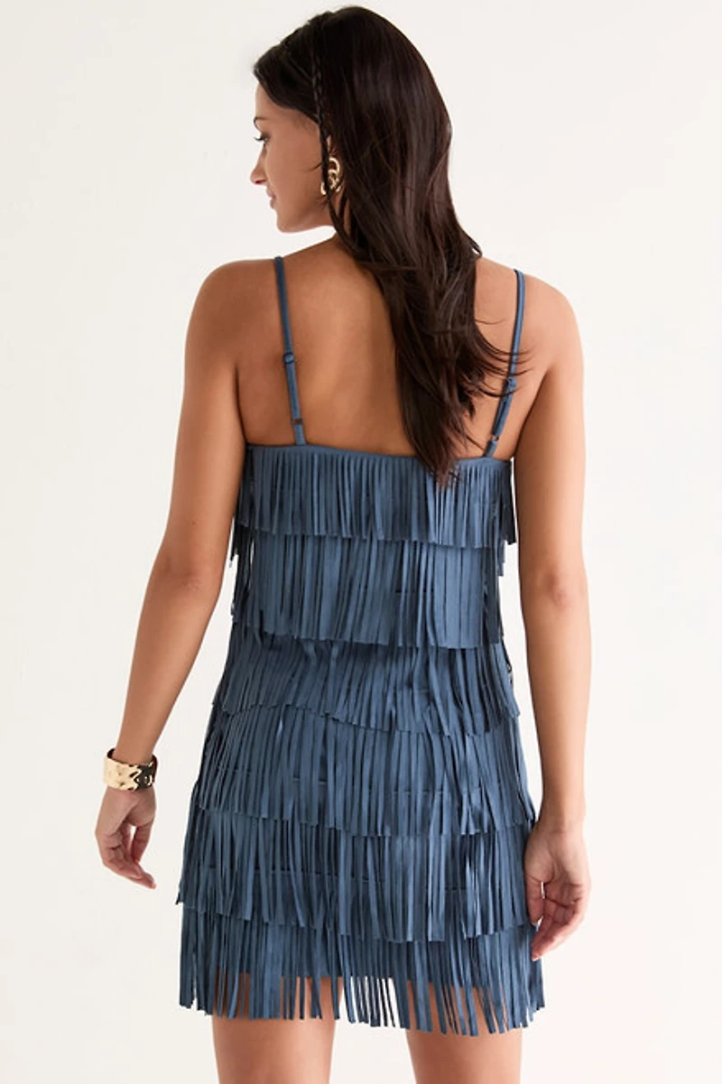 Kattie Layered Fringe Mini Dress