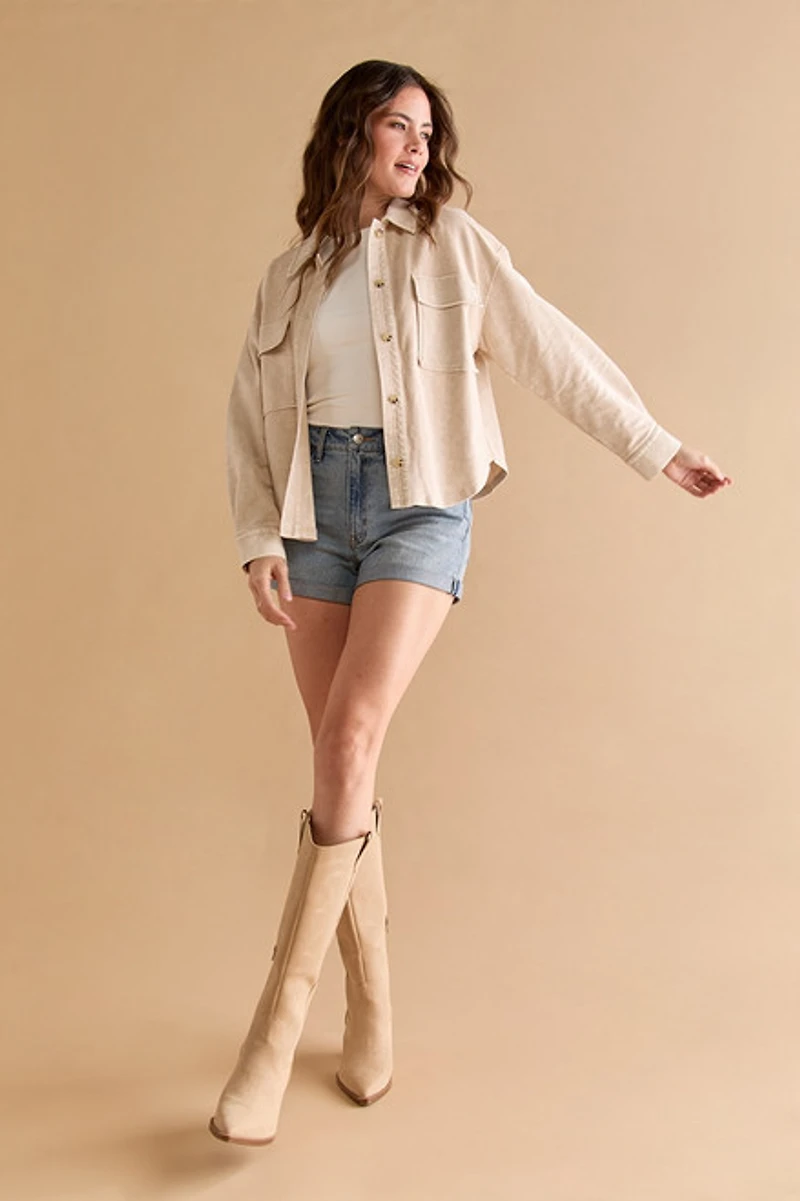 Naomi Acid Wash Button Down Shacket