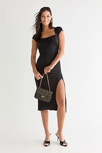 Kathy Fitted Slit Midi Dress