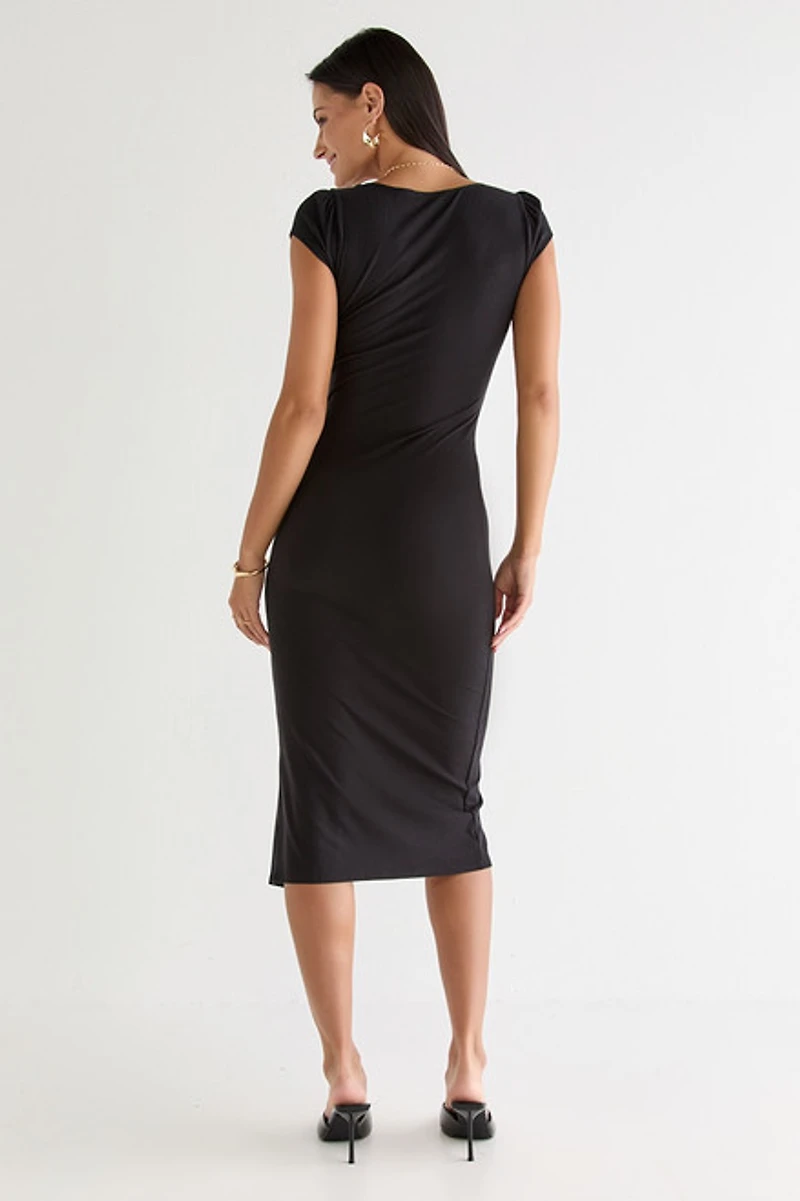 Kathy Fitted Slit Midi Dress