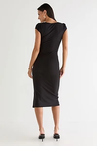 Kathy Fitted Slit Midi Dress