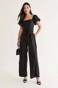 Julia Tie Square Neck Front Jumpsuit