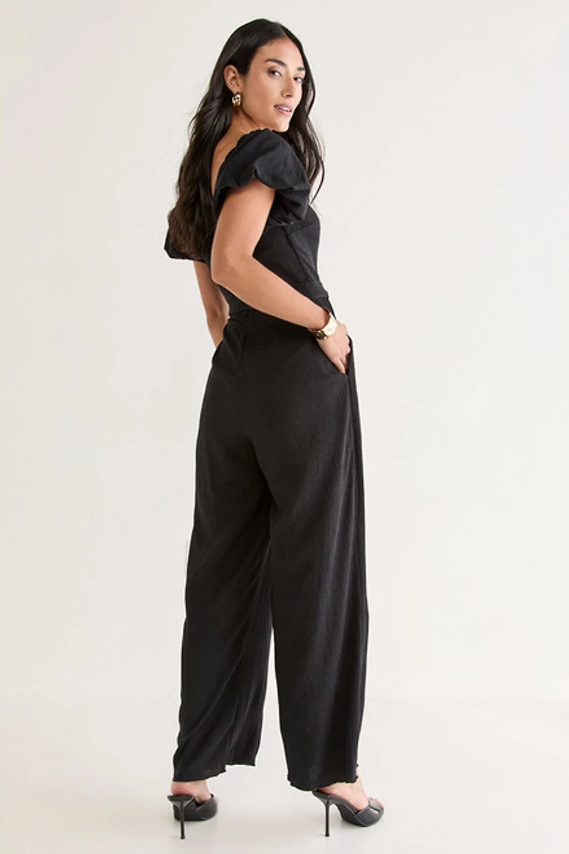 Julia Tie Square Neck Front Jumpsuit