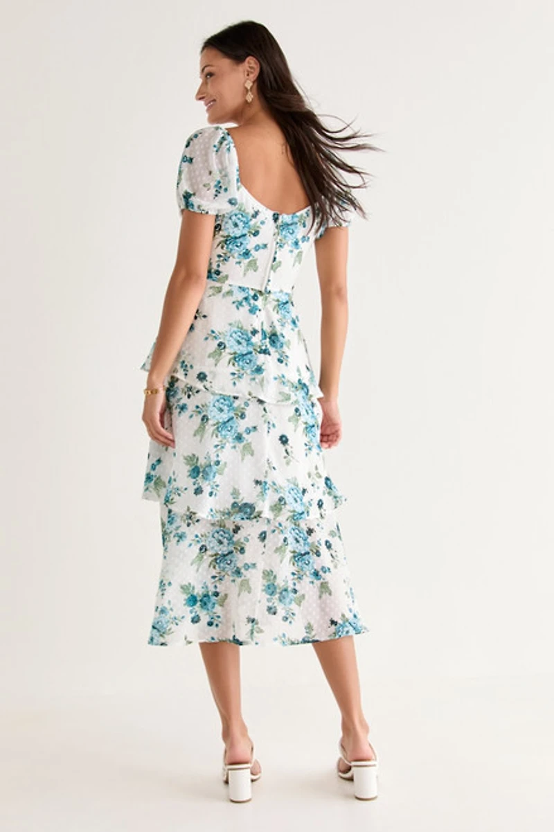 Keri Tiered Floral Midi Dress