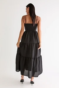 Harriet Tie Front Tiered Midi Dress