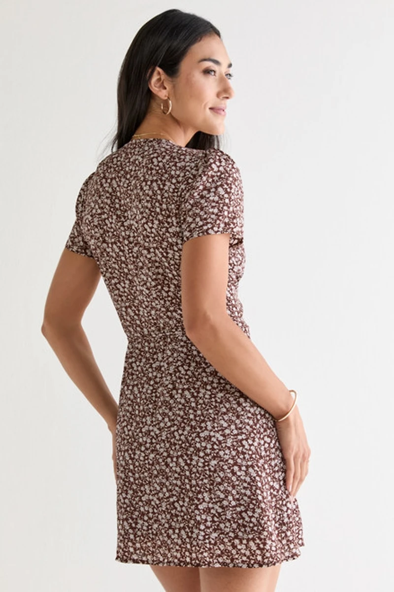 Kathleen Floral Wrap Mini Dress