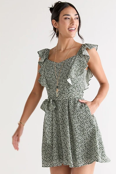 Ada Flutter Strap Floral Mini Dress