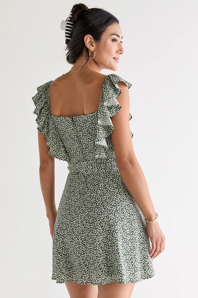 Ada Flutter Strap Floral Mini Dress