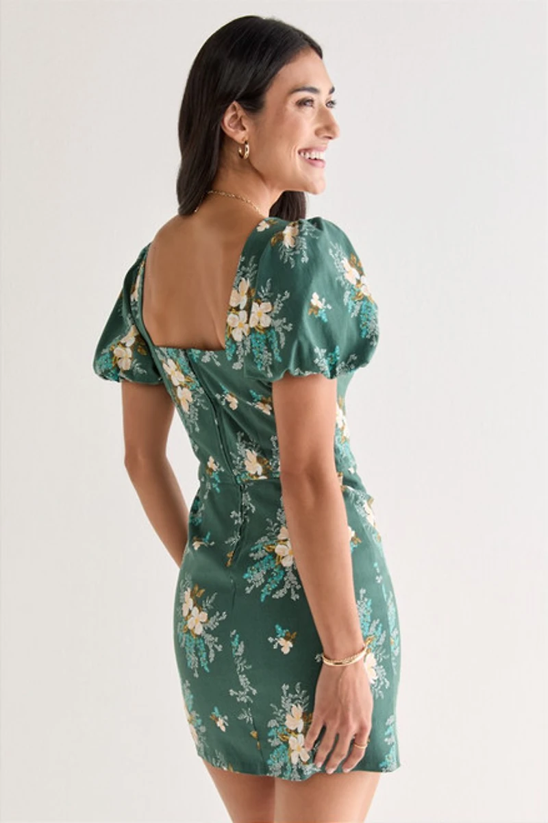 Kate Puff Sleeve Floral Mini Dress