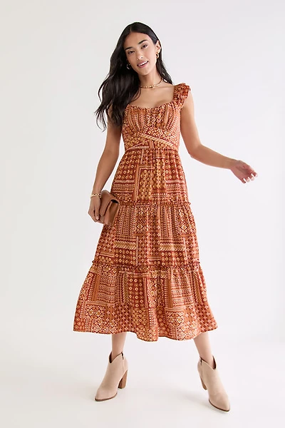 Teresa Tiered Bow Back Midi Dress