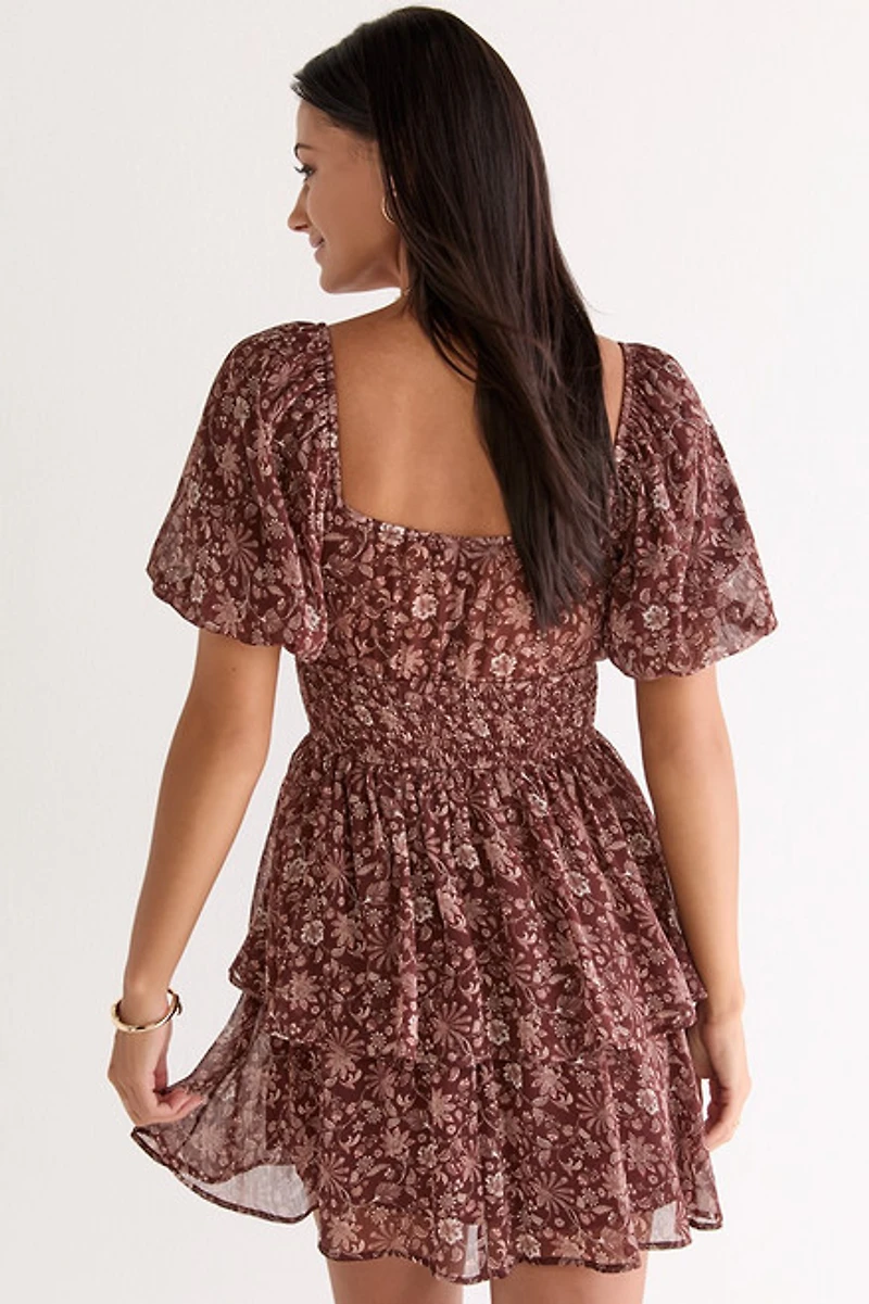 Cynthia Floral Short Sleeve Mini Dress
