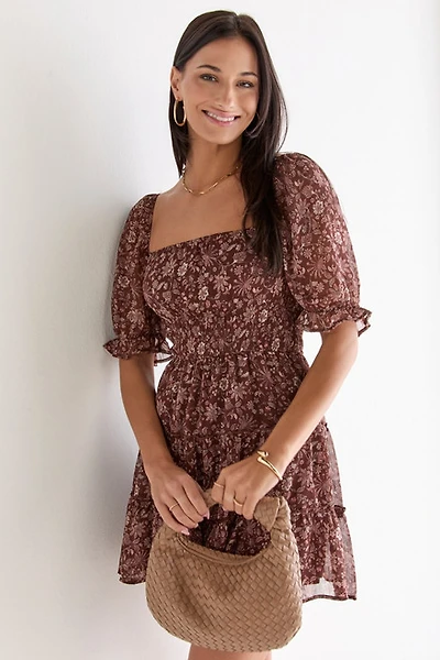Ella Tiered Short Sleeve Floral Mini Dress
