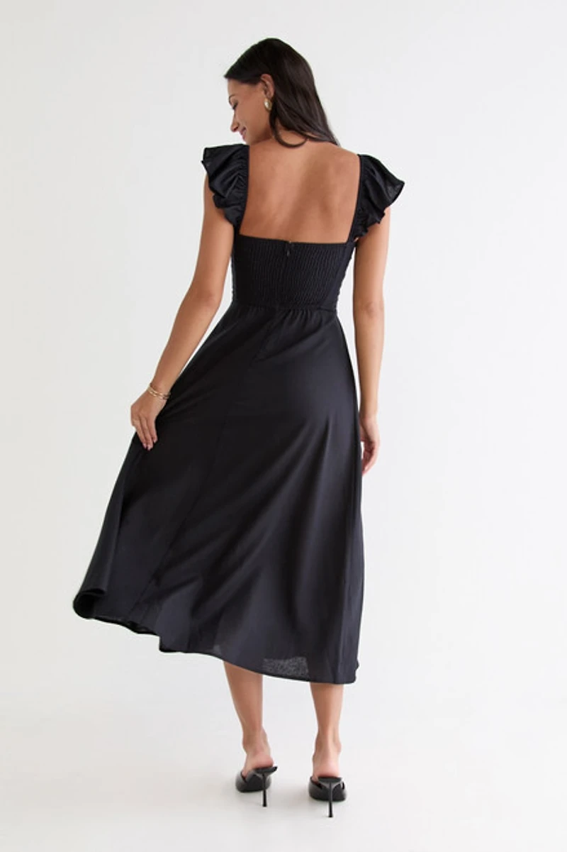 Vera Twist Front Flowy Midi Dress