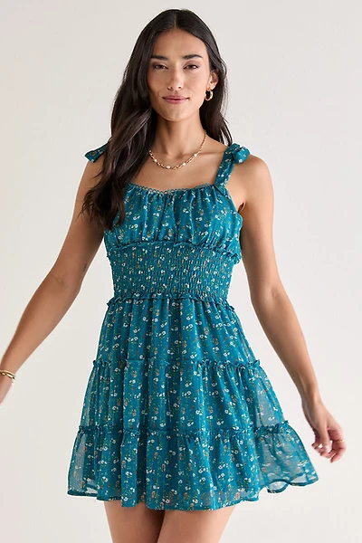 Theresa Floral Cinched Waist Mini Dress