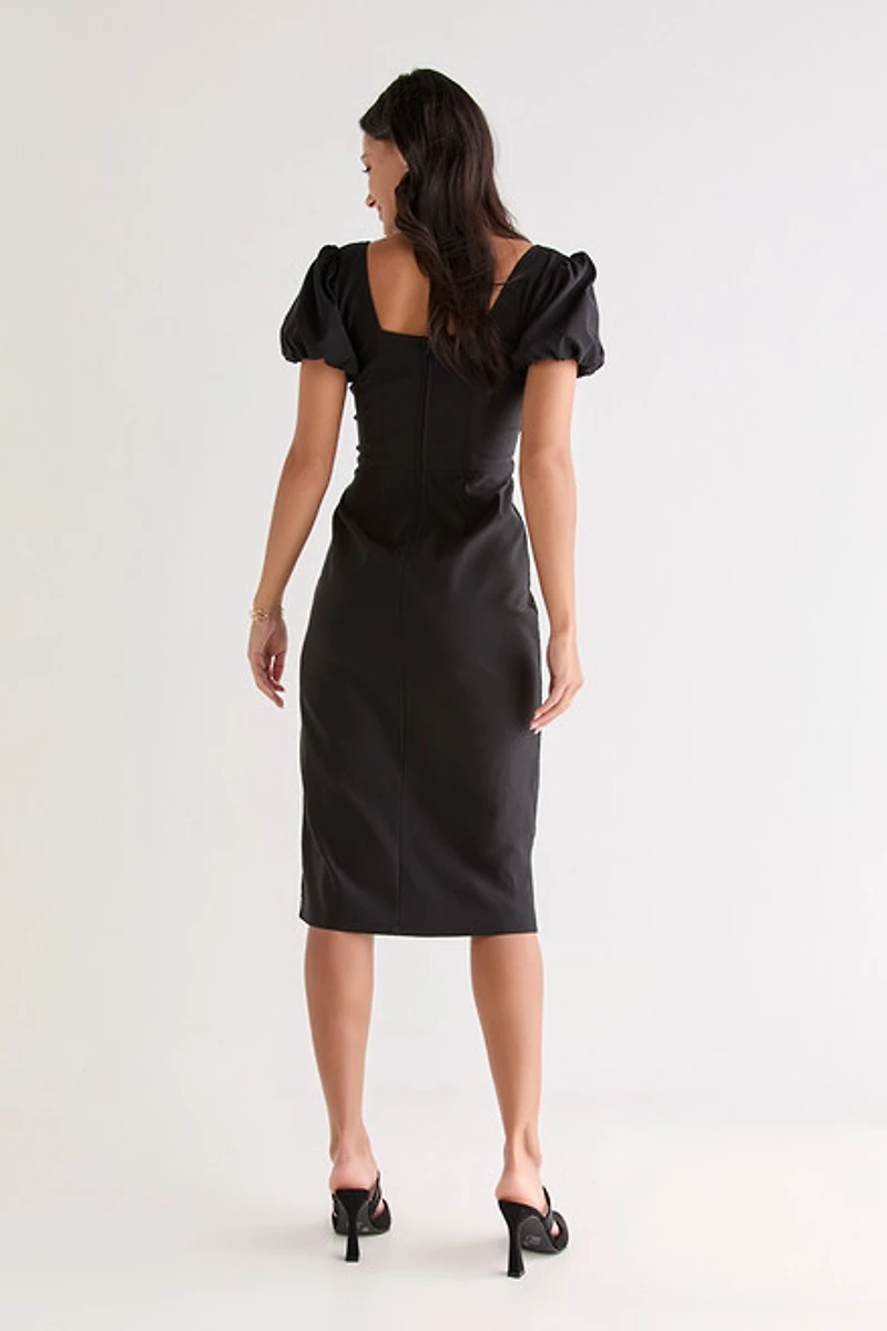 Elisa Puff Sleeve Midi Dress