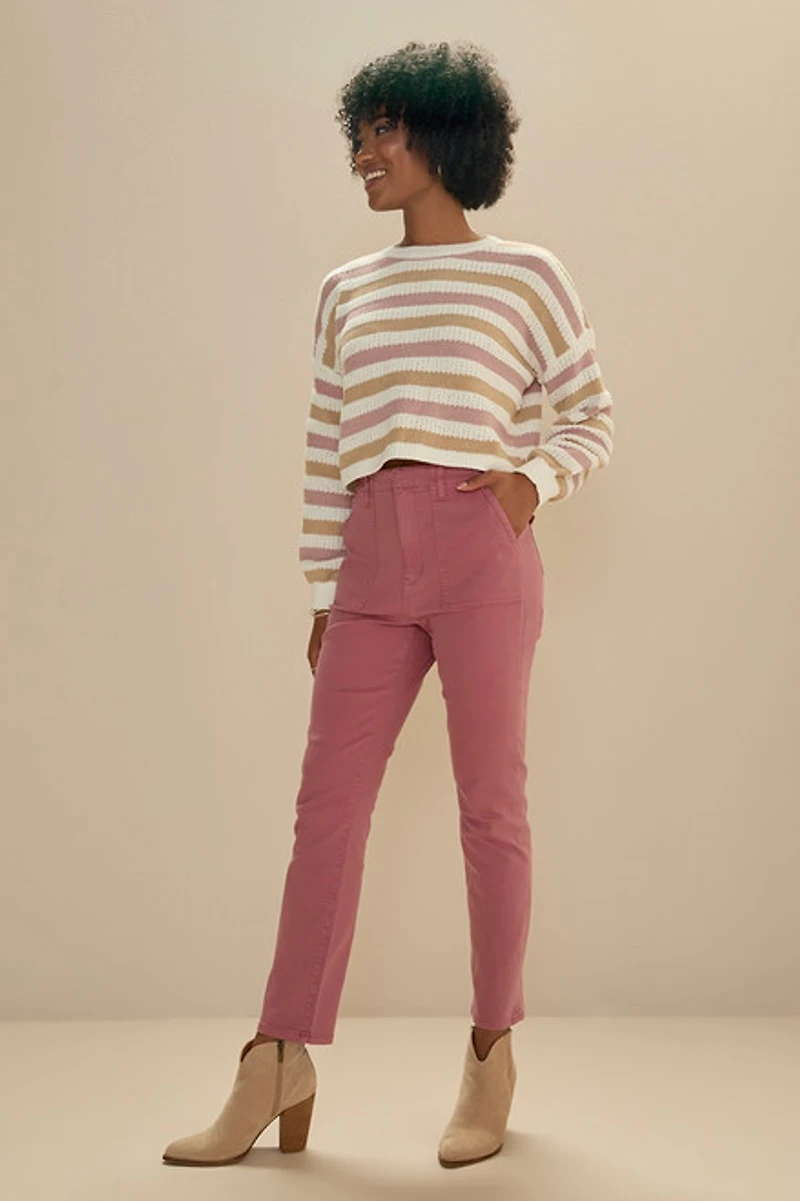 Irene Striped Chenille Cropped Pullover