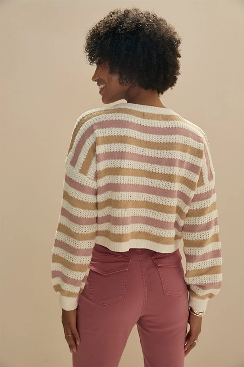 Irene Striped Chenille Cropped Pullover