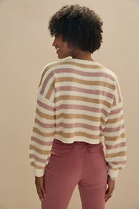 Irene Striped Chenille Cropped Pullover