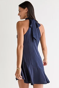 Dana Satin Bow Halter Mini Dress