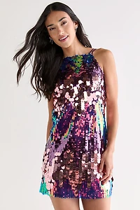 Alondra Sequin Halter Mini Dress