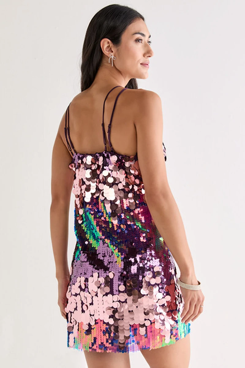 Alondra Sequin Halter Mini Dress