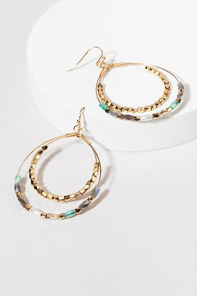 Kira Double Row Beaded Drop Earrings