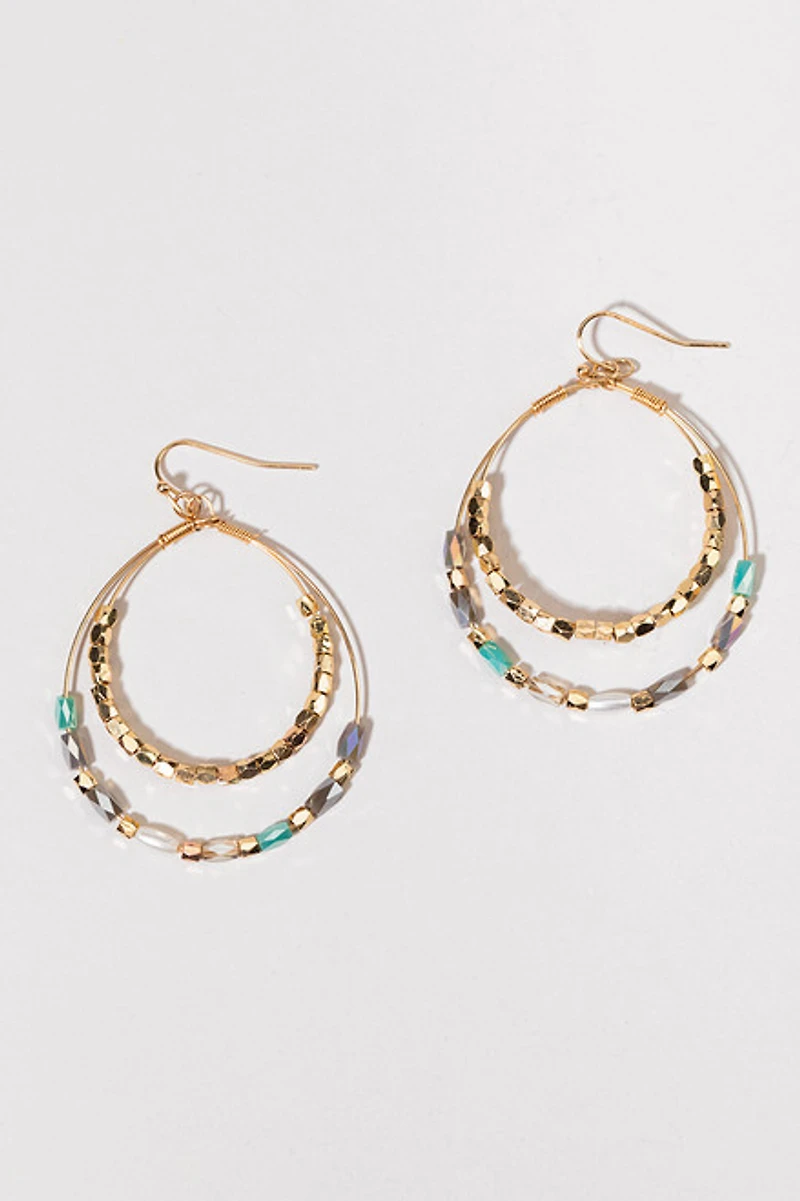 Kira Double Row Beaded Drop Earrings
