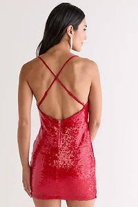 Nadia Cowl Neck Sequin Mini Dress