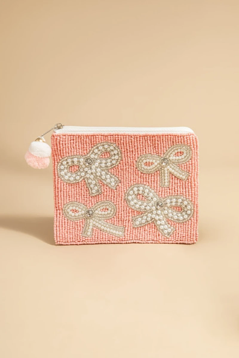 Maryann Pearl Bow Beaded Pouch
