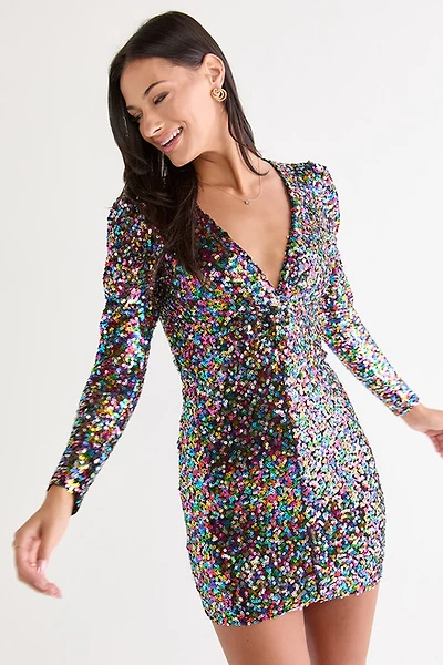 Laney Long Sleeve Sequin Mini Dress