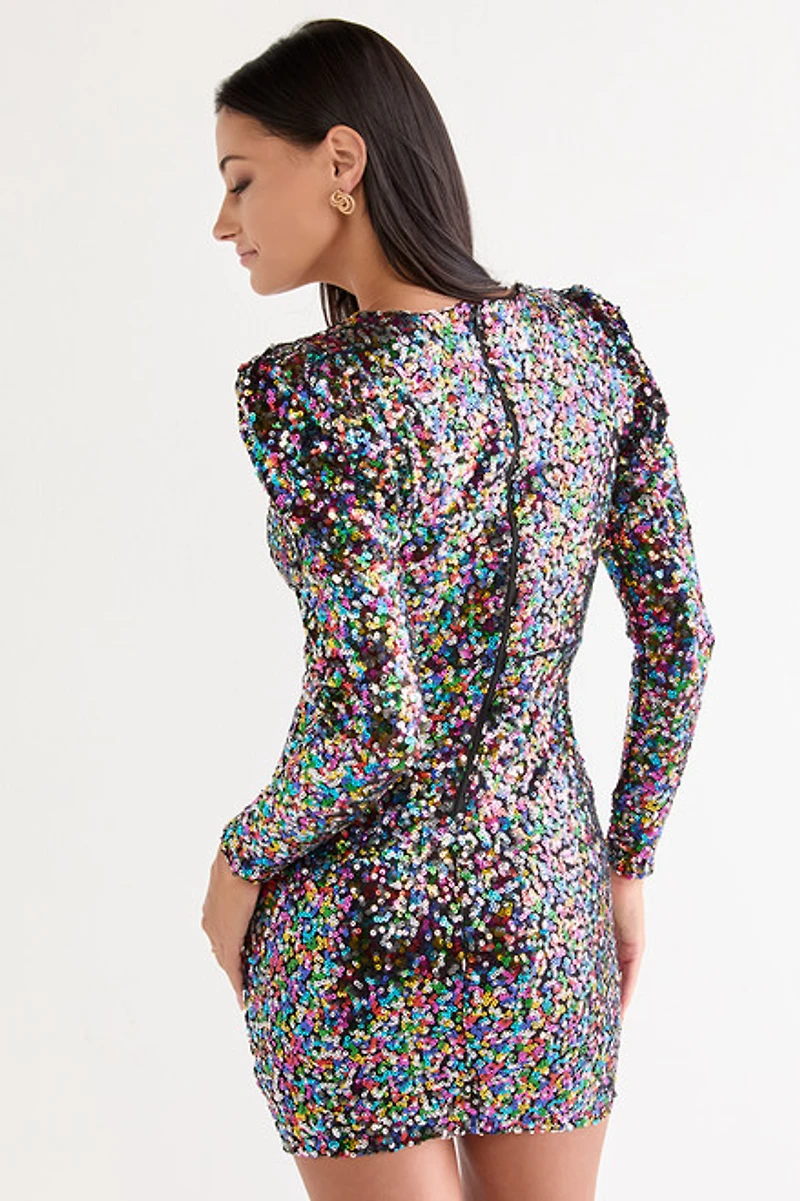 Laney Long Sleeve Sequin Mini Dress