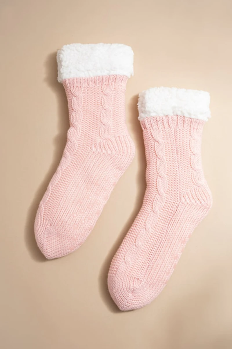 Jeannie Cableknit Slipper Socks