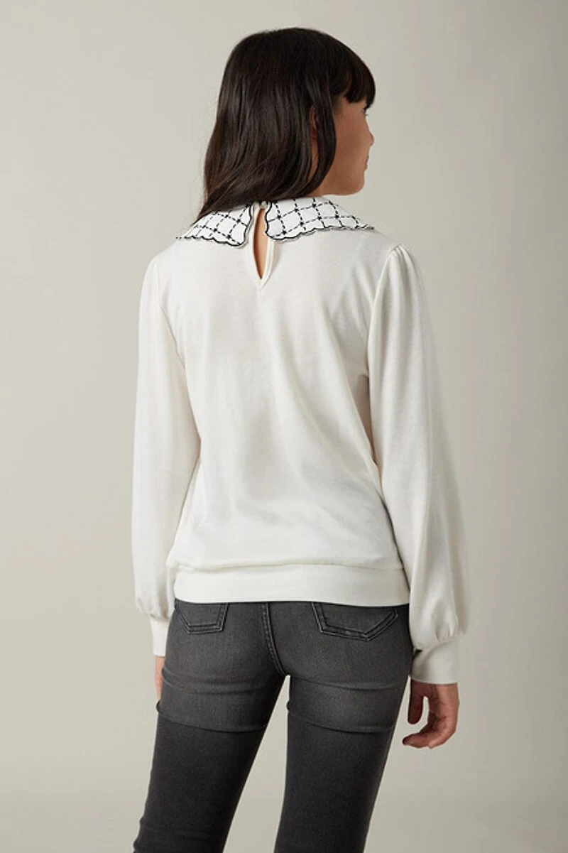 Hello Franki Embroidered Collar Sweater for girls