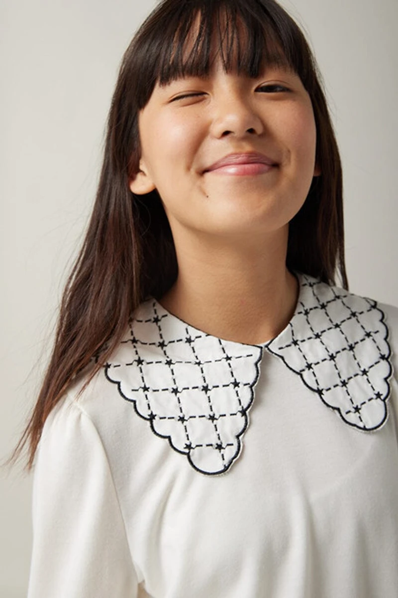 Hello Franki Embroidered Collar Sweater for girls
