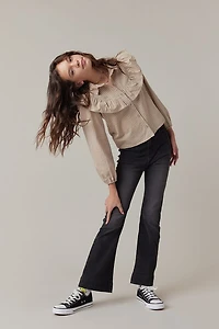 Hello Franki Ruffle Pinstripe Button Up for girls