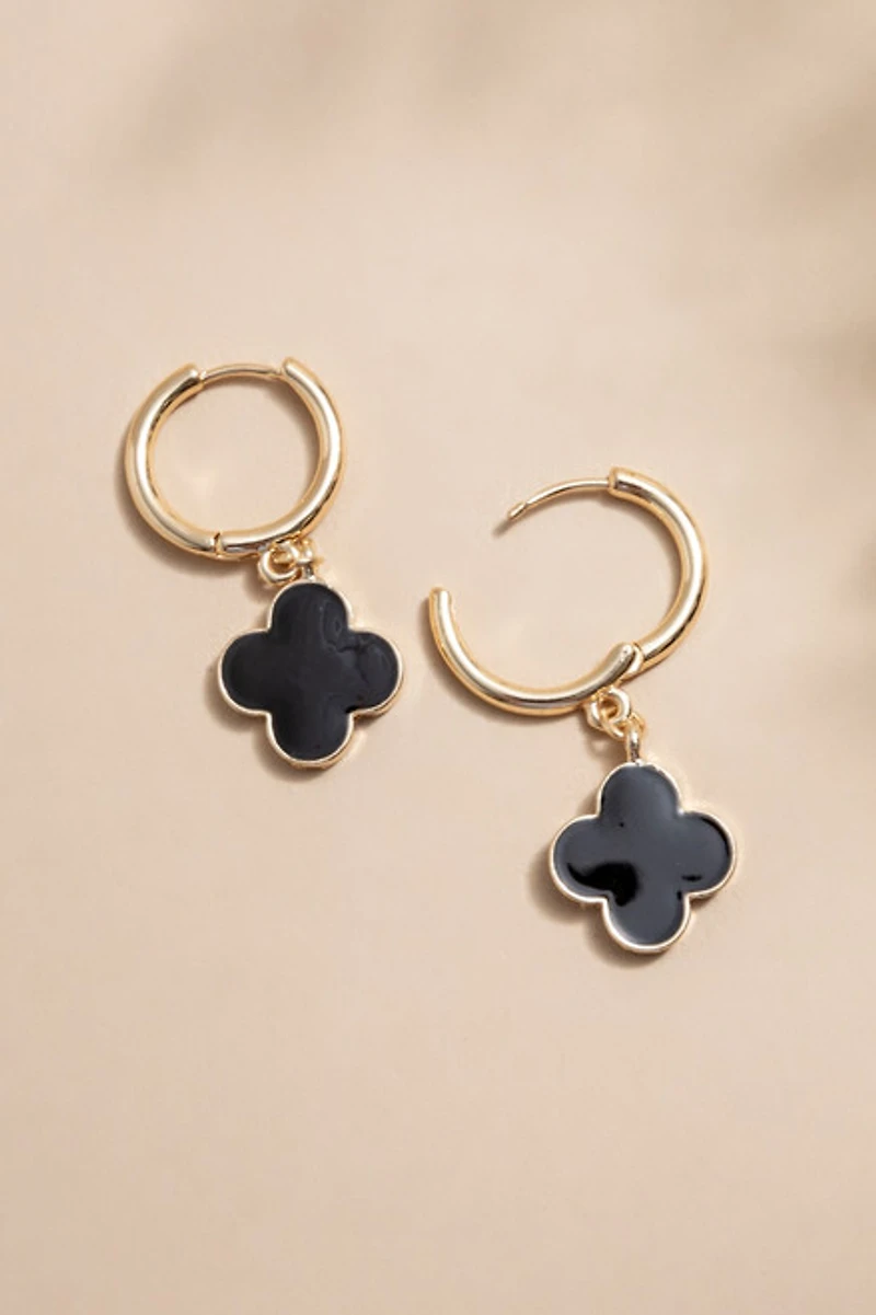 Jenna Clover Charm Huggie Earrings