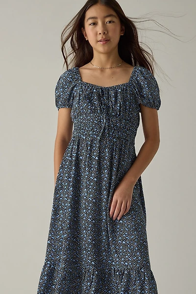 Hello Franki Puff Sleeve Floral Midi Dress for girls