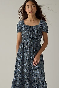Hello Franki Puff Sleeve Floral Midi Dress for girls