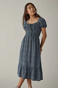 Hello Franki Puff Sleeve Floral Midi Dress for girls
