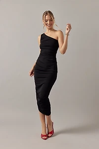 Paige One Shoulder Ruched Midi Dress