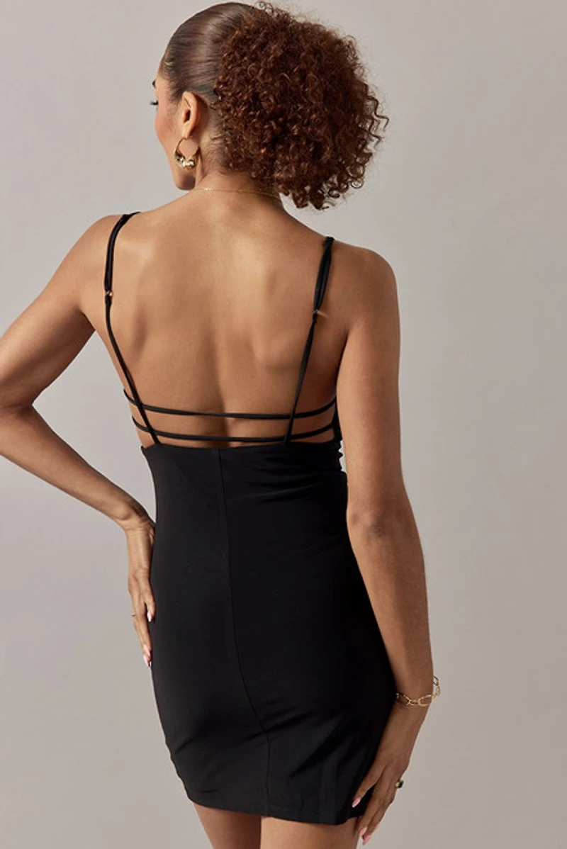 Iris Strappy Front Slit Mini Dress