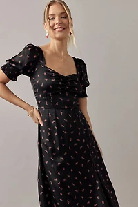 Etta Smock Sleeve Floral Midi Dress