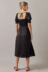 Etta Smock Sleeve Floral Midi Dress