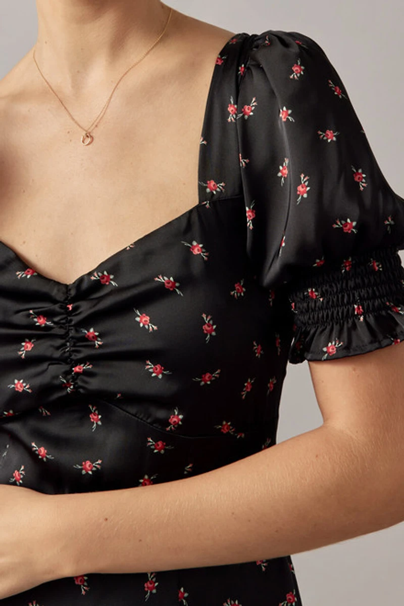 Etta Smock Sleeve Floral Midi Dress